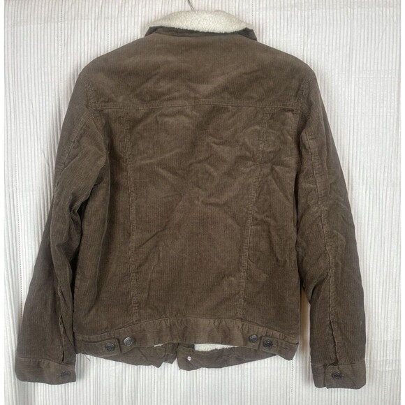 Brown Corduroy With White Sherpa Lined Long Sleeve Jacket Men’s Size Small - Picture 8 of 8